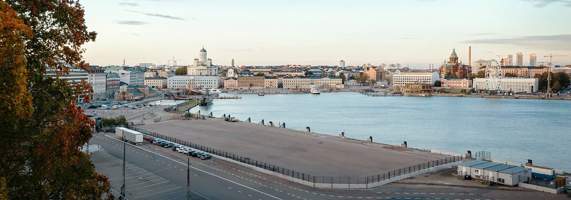 Uuden arkkitehtuuri- ja designmuseon sijainti Helsingin Makasiininrannassa